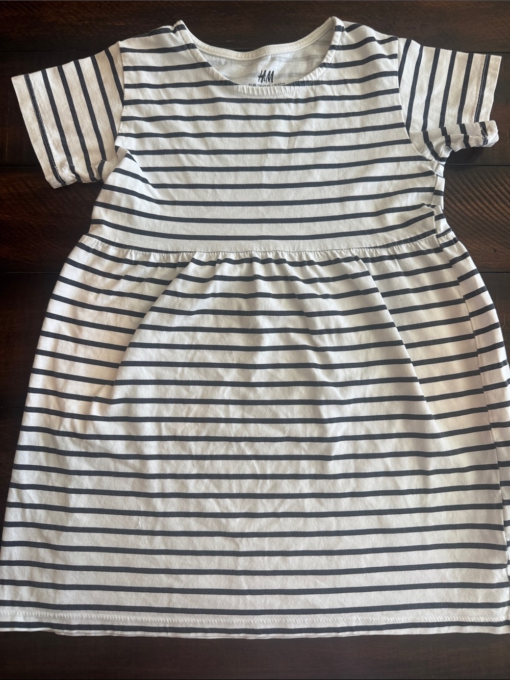 H&M White and Black Striped Short Sleeve Girls' Dress 5T/6